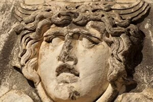 Images Dated 27th November 2015: Sculpture of Medusa in Temple of Apollo, Didim, Turkey