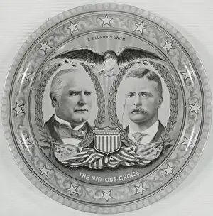 Sculptured Platter with Theodore Roosevelt and William McKinley