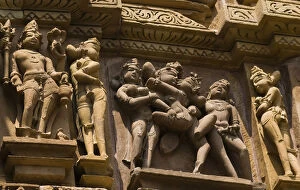 Khajuraho Gallery: Sculptures on a temple, Kandariya Mahadeva Temple, Khajuraho, Chhatarpur District, Madhya Pradesh