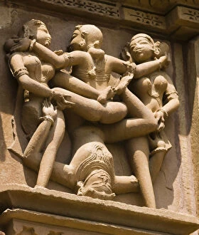 Images Dated 19th September 2007: Sculptures on a temple, Kandariya Mahadeva Temple, Khajuraho, Chhatarpur District, Madhya Pradesh