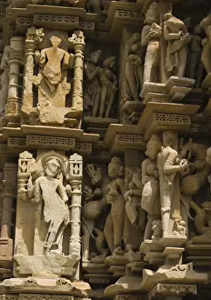 Sculptures on a temple, Lakshmana Temple, Khajuraho, Chhatarpur District, Madhya Pradesh, India