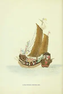 Chinese Prints: Sea Vessel Under Sail