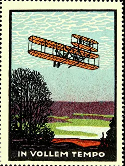 Airplanes Prints: Sealing stamp Biplane