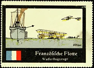Airplanes Prints: Sealing stamp French seaplanes