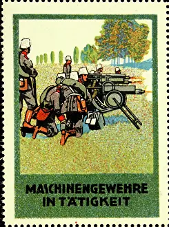 Soldiers Prints: Sealing stamp Machine guns 1914