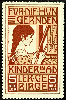 Children Prints: Sealing stamp Starving children in Adlergebirge