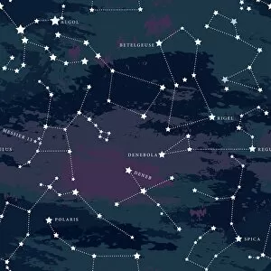 Textured Gallery: Seamless Astronomical Constellation Night Sky Pattern