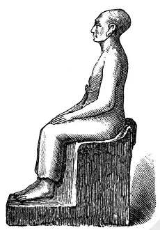 Polytheism Prints: Seated statue of a man