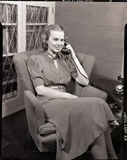 Marjorie Solms Prints: Seated Woman Talking in Telephone