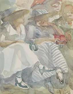 Dutch Prints: Two Seated Women In The Front Row In An Audience