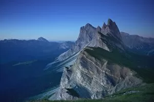 Images Dated 20th July 2016: Seceda and the Odle Group in the Blue Hour, Dolomites