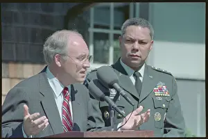 Kennebunkport Prints: Secretary of Defense Richard Cheney and General Colon Powell at Podium