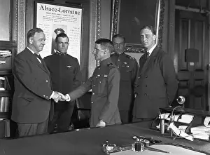 Secretary of the Navy Congratulating Pilots