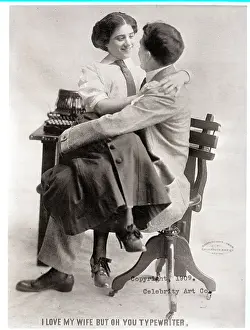 Typewriter Prints: Secretary Seated on Boss's Lap