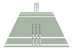 Section of cricket field, wickets at either end
