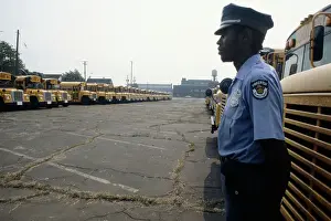 Huty35332 Prints: Security Guard With School Buses