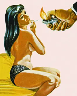 Seductive Woman With Cigarette