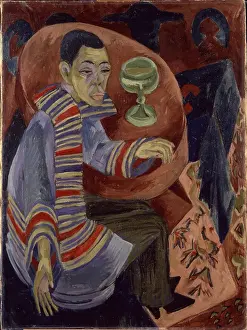 Prints of Self-portrait as a drinker, 1914. Found in the Collection of the Germanisches Nationalmuseum, Nuremberg. Creator: Kirchner; Ernst Ludwig (1880-1938) Raw Rhythms: The Electric World of Ernst Ludwig Kirchner: Self-Portrait As A Drinker