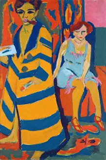 Prints of Hamburger Kunsthalle, Hamburg, Germany Raw Rhythms: The Electric World of Ernst Ludwig Kirchner: Self Portrait with a Model, 1907 (oil on canvas)