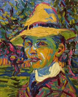 Prints of Self-Portrait with a Pipe, 1907. Private Collection. Creator: Kirchner, Ernst Ludwig (1880-1938). (Photo by Fine Art Images/Heritage Images via Getty Images) Raw Rhythms: The Electric World of Ernst Ludwig Kirchner: Self-Portrait With A Pipe