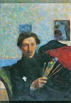 Painter Prints: Self portrait, by Umberto Boccioni, 1905 - 1906, 20th Century, oil on canvas, cm 100 x 70