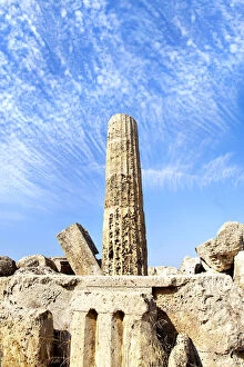 Selinunte, a column remained up among the ruins