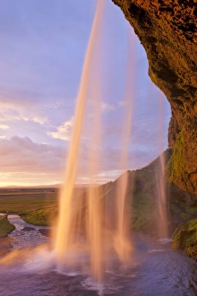 Images Dated 20th August 2011: Seljalandsfoss waterfall in the evening light, Seljalandsfoss, Iceland