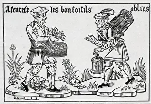 Seller Of Tinderbox, Wafer; Woodcut