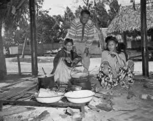 Seminole Prints: Seminole Women Cooking in Hut