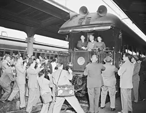Photojournalist Prints: Senator Alben Barkley Bidding President Truman Good Luck for his Campaign Trip
