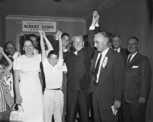 Nashville Prints: Senator Albert Gore with Wife and Son in Victory Pose