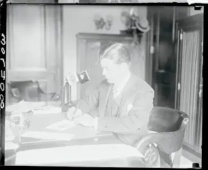 Senator Bob La Follette Writing at His Desk