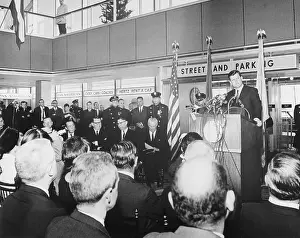 Senator Edward Kennedy Speaking at New York International Airport