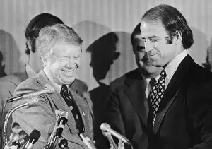 Senator Joe Biden and President Carter at News Conference