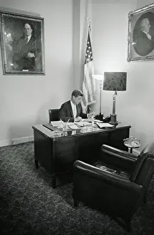 Senator John F. Kennedy Working at Desk