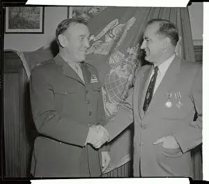 Senator Joseph McCarthy Shaking Hand of Colonel John R. Lanigan
