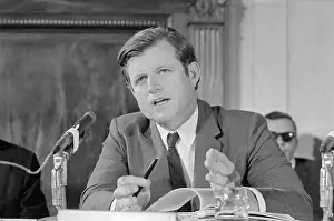 Senate Wing Prints: Senator Kennedy During Senate Hearing