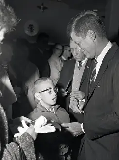 1960 Us Presidential Election Prints: Senator Kennedy Signing Autograph