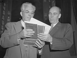 Ralph Owen Brewster Prints: Senators Homer Ferguson and Owen Brewster Examine Papers