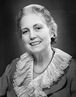 One Senior Woman Only Prints: Senior woman posing in studio, (B&W), close-up, portrait