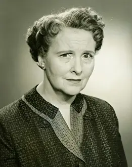 Senior Women Prints: Senior woman posing in studio, (B&W), close-up, portrait