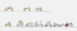 Images Dated 11th December 2009: Sequence of illustrations of history of the bicycle