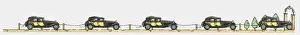 Sequence Prints: Sequence of illustrations showing Rolls Royce car travelling towards open gateway
