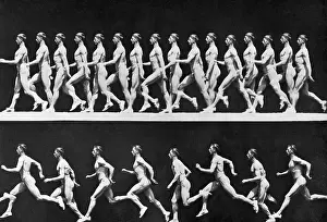 Sequential Frames of Nude Man Walking and Running