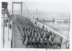 Yugoslavia Prints: Serb Cavalry Tests Belgrade's New Suspension Bridge