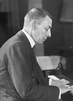 Sergei Rachmaninoff Seated At Piano