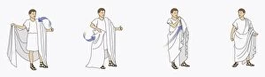 Images Dated 19th October 2010: Series of illustrations showing Roman man dressing in toga