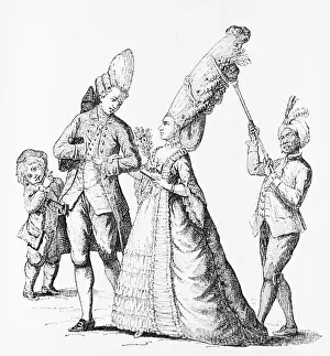 Servant Holding up Woman's Hairdo