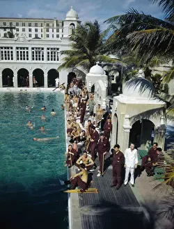 Servicemen Gathering by a Pool