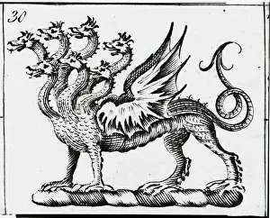Fashion Design Prints: Seven-Headed Monsster; Engraving